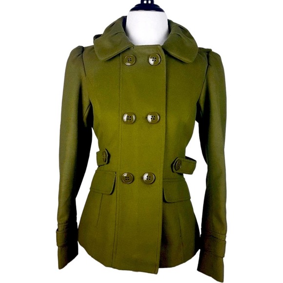 Green Double Breasted Peacoat